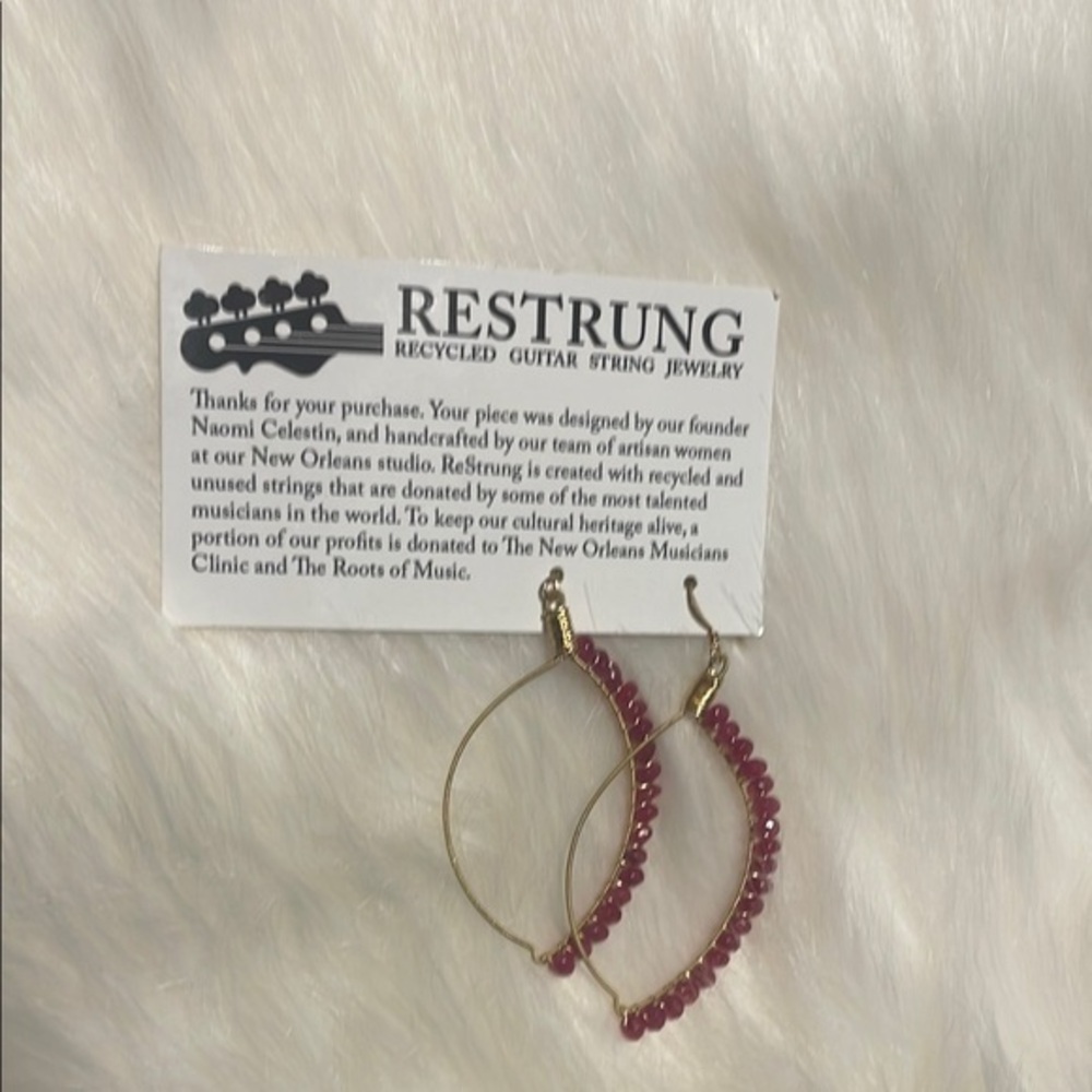 Recycled Guitar String Earrings - Pink